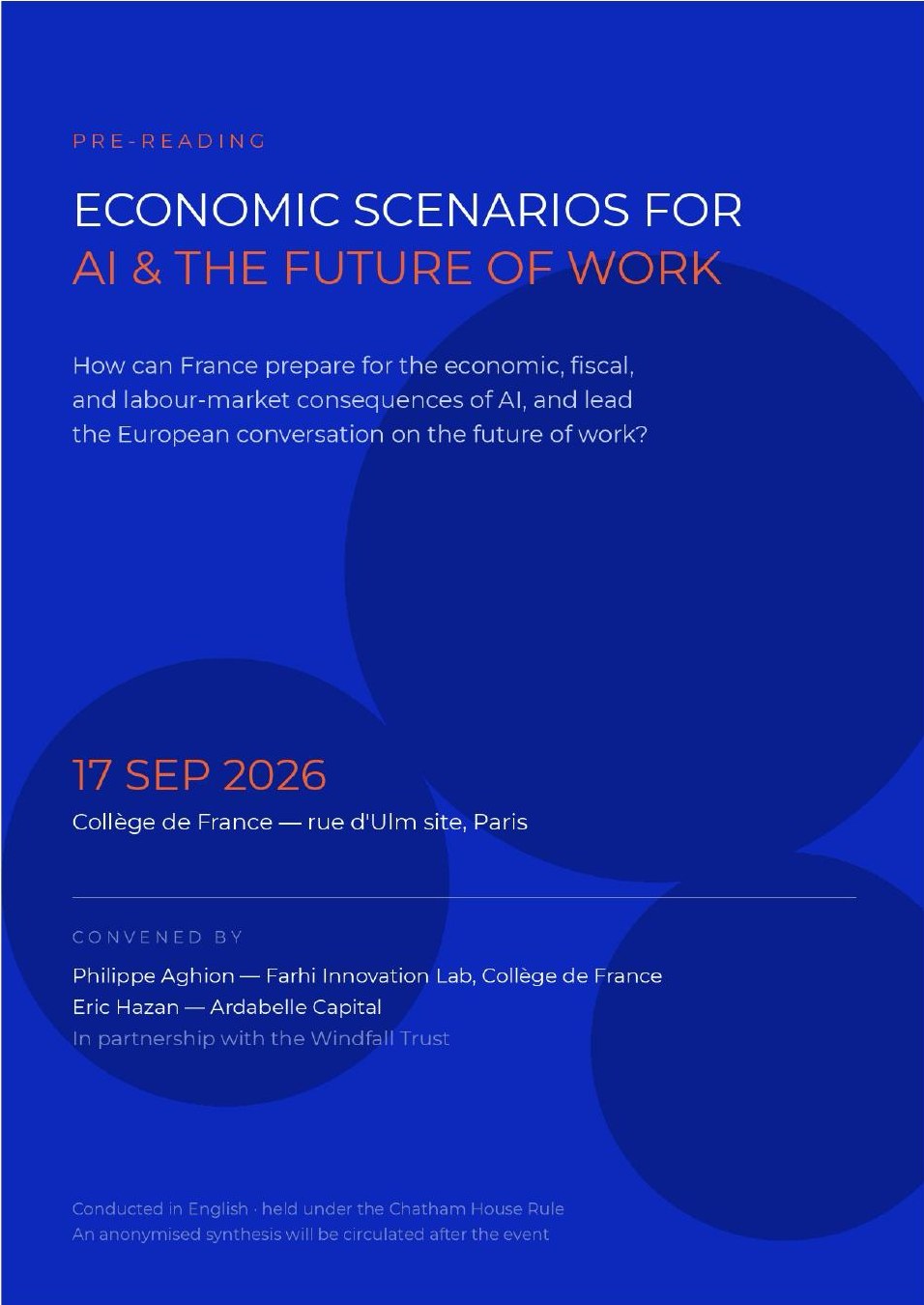 Cover of the pre-reading: Economic Scenarios for AI & the Future of Work
